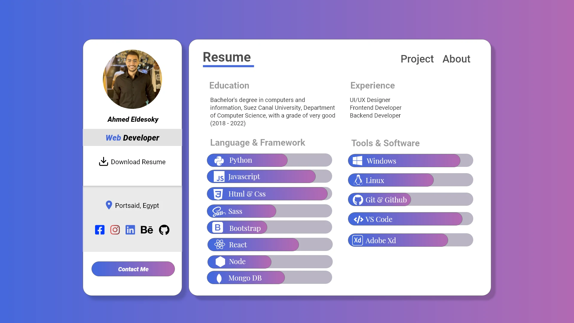 Online resume / CV